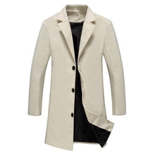 Load image into Gallery viewer, New Fashion Men Solid Color Single Breasted Long Trench Coat