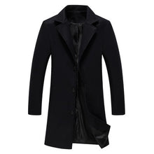 Load image into Gallery viewer, New Fashion Men Solid Color Single Breasted Long Trench Coat