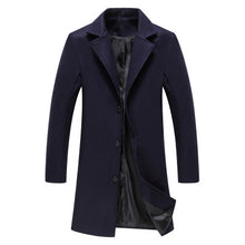 Load image into Gallery viewer, New Fashion Men Solid Color Single Breasted Long Trench Coat