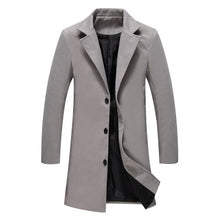 Load image into Gallery viewer, New Fashion Men Solid Color Single Breasted Long Trench Coat