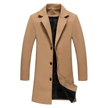 Load image into Gallery viewer, New Fashion Men Solid Color Single Breasted Long Trench Coat